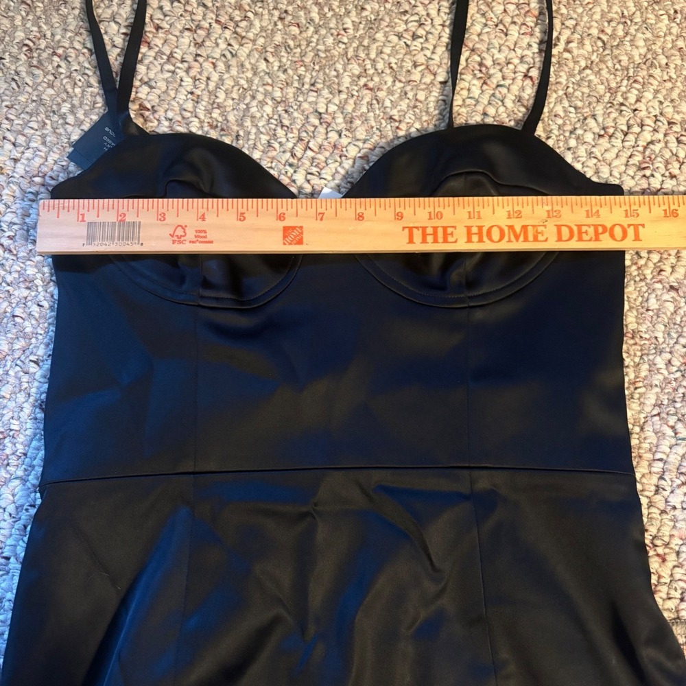 Aritzia NWT Ten Heartbeat Mini Dress Black Noir Satin Bustier Size 10 - Picture 3 of 8